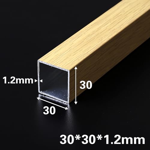 Kwweeoo Wood Grain Aluminum Square Tubing 8Pcs 30mm x 30mm x 630mm Long Wall Thickness 1.2mm, 8 Pack 1.2 inch 1.2