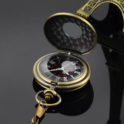 LYMFHCH Vintage Pocket Watch Roman Numerals Scale Quartz Pocket Watches with Chain Christmas Graduation Birthday Gifts Fathers Day4