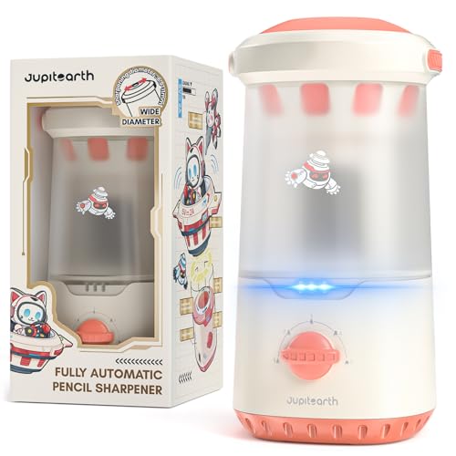 JUPITEARTH Sacapuntas eléctrico para niños, manos libres, recargable, entrada y salida automática, sacapuntas totalmente automático, se adapta a lápices de colores de 6,9 a 11 mm, n.º 2 para aula