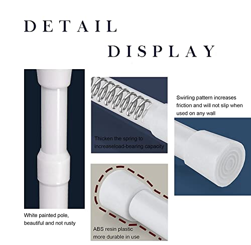2 Pcs Spring Tension Curtain Rods Adjustable 28 To 43 Inches，5/8" Diameter Rod, Small Short Expandable Spring Loaded Curtain Tension Rods For Window, Kitchen,Bathroom(White) #TOP3