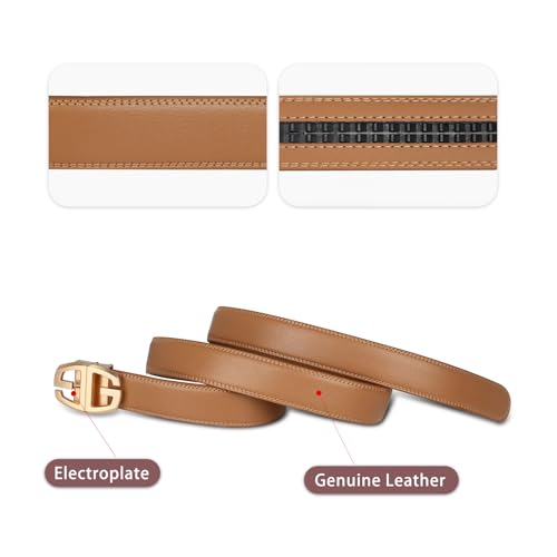 Image of Aurolran Men&Womens Leather Dress Belt Business Automatic Buckle Belt Color-Black Silver Gold