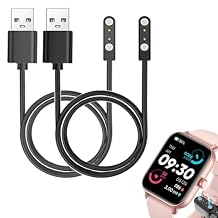 smart watch Cables Compatible with IDW19 1.8 aeac MILOUZ Fitpolo VERYFIT Smart Watch, 2-Pack, Black