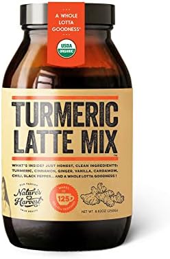 Nature’s Harvest Turmeric Latte Mix - Enjoy Your Golden Milk Tea and Spiced Coffee Hot or Iced with Premium Organic Golden Milk Powder Infused with Healthy Curcumin 125 Servings