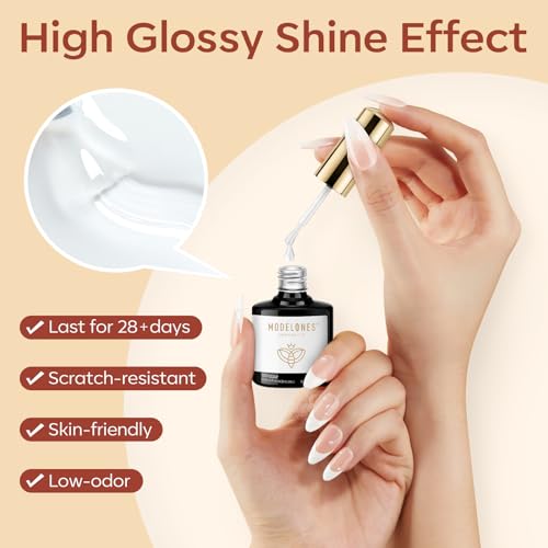 Image of modelones Gel Base Top Coat Set with Dehydrator, 3 Pcs No Wipe Diamond Super Shiny Top Coat Nail Art Prep Kit