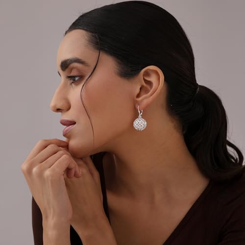 Image of TRUESILVER ACPL 925 Sterling Silver BIS Hallmarked Filigree Ball Leverback Drop Dangle Earrings for Women