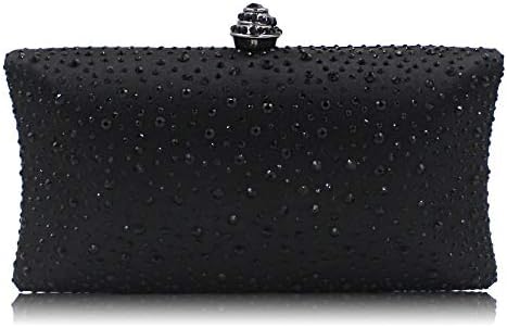 Vistatroy Women's Evening Bag Sparkling Rhinestone Wedding Evening Party Clutch Handbag Purse Chain Shoulder Crossbody Bag (Black)