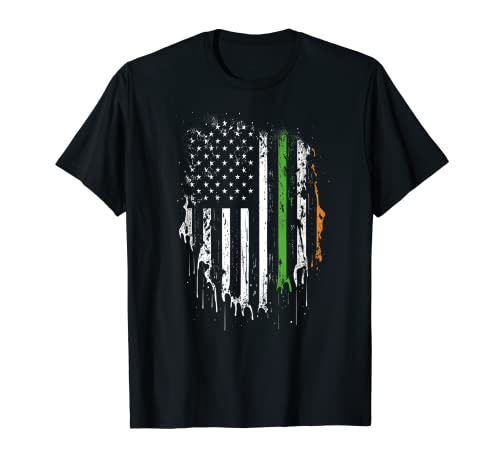 Happy St Patricks Day Bandera irlandesa americana trébol de la suerte Camiseta