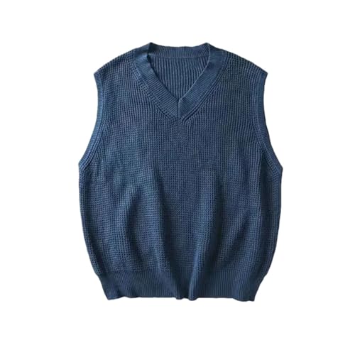 Men's Clothing Sleeveless Vest Knit Sweater Waistcoat V Neck Warm Japanese Retro Vest