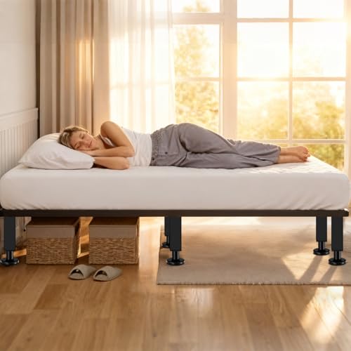 6PCS Adjustable Height Bed Support Legs, Heavy Duty Metal Bed Frame Support Legs, 7.3-12 inch Furniture Risers Replacement with Non-Slip Base for King Queen Slats/Furniture/Table/Couch/Sofa/Dresser