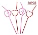 Heart Shaped Drinking Straws Krazy Loop - Valentines Day Party Supplies Decorations 36Ct