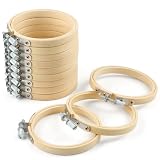 Caydo 12 Pieces 3 Inch Wooden Round Embroidery Hoops