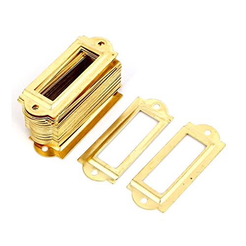 sourcing map 50 Stück Gold Metall Aktenschrank Etikettenrahmen Schrankrahmen Rahmen de