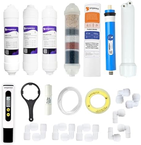 AMPEREUS® RO Filter Kit For Water Purifier | Pre Carbon, Post Carbon, Sediment Filter, PP Spun Cartridge, RO Membrane, TDS Meter & Spare Parts| Complete Water Purifier Accessories