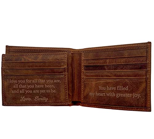 Valentine's Day Gifts for Men, Custom Engraved Wallets for Mens, Personalized Gift for Son from Mom, Father's Day, Personalized Present for Men, Boyfriend, Husband, Groomsmen, Uncle, Friend