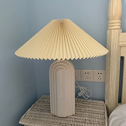 Pufeids Living Room Table Lamp Modern Table Lamp With Tc Fabric Lampshade Bedroom Study Lamp Retro Table Lamp Ceramic Lamp Bedside Lamp (Cream Color) #TOP4