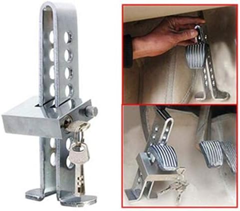 Car Pedal Lock, 8 Adjustment Hole Solid Hardened Steel Gearbox Clutch Pedal Lock, Gas Transit Pedal Lock Car Brake Pedal Lock Antitheft Locking Device with Copper Core 3 Keys for Car Motorcycle Truck
