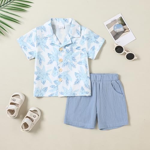 YALLET Toddler Boy Clothes Summer Outfits Short Sleeve Button Down Shirt+Shorts Baby Boy Beach Casual Clothe 1-10 Years - Image 8