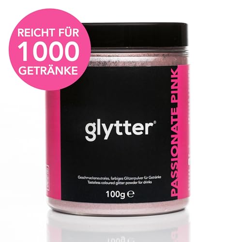 Glytter Glitzerpulver für Getränke (PINK) - essbarer Glitzer für Drinks & Flüssigkeiten, z.B. für Sekt, Cocktails - trinkbares & geschmacksneutrales Glitzerpulver, Glitzer-Staub MADE IN GERMANY