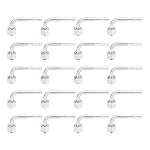 Thonlai Car Air Conditioner Connector, 20PCS 90 Degree Angled Aluminum Adapter 3/8 Inch, with Quick Finger Tightening Design, for Trucks Engineering Vehicles and All Cars AC Retro