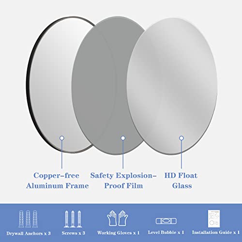 Wingstec Black Round Mirror, 32 Inch Circle Wall-Mounted Mirror With Matte Beveled Aluminum Framed And Hd Glass For Bathroom, Vanity, Entryway #TOP3