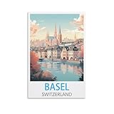 FJIWECWSQ Vintage-Reiseposter, Basel-Schweiz, 20 x 30 cm, 