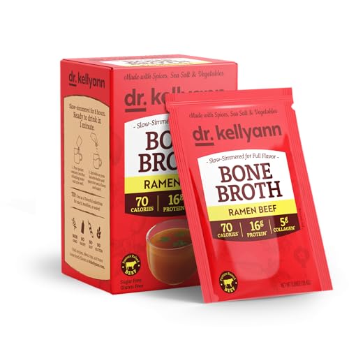 Image of Dr. Kellyann Ramen Beef Bone Broth Packets (7 Servings) - 16g Protein, Grass-Fed Hydrolyzed Collagen, Keto & Paleo-Friendly