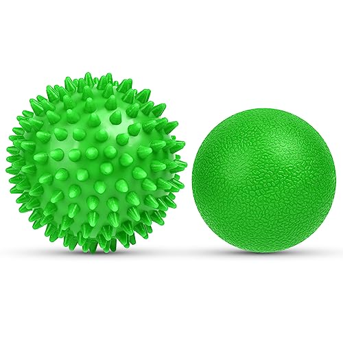 URAQT Bolas de Masaje Miofascial, 2pcs Set de Pelotas de Masaje con Pinchos y Bolas de Lacrosse, Sport Bolas de Masaje para Aliviar Dolores Musculares, Herramienta de Masaje de Alta Densidad