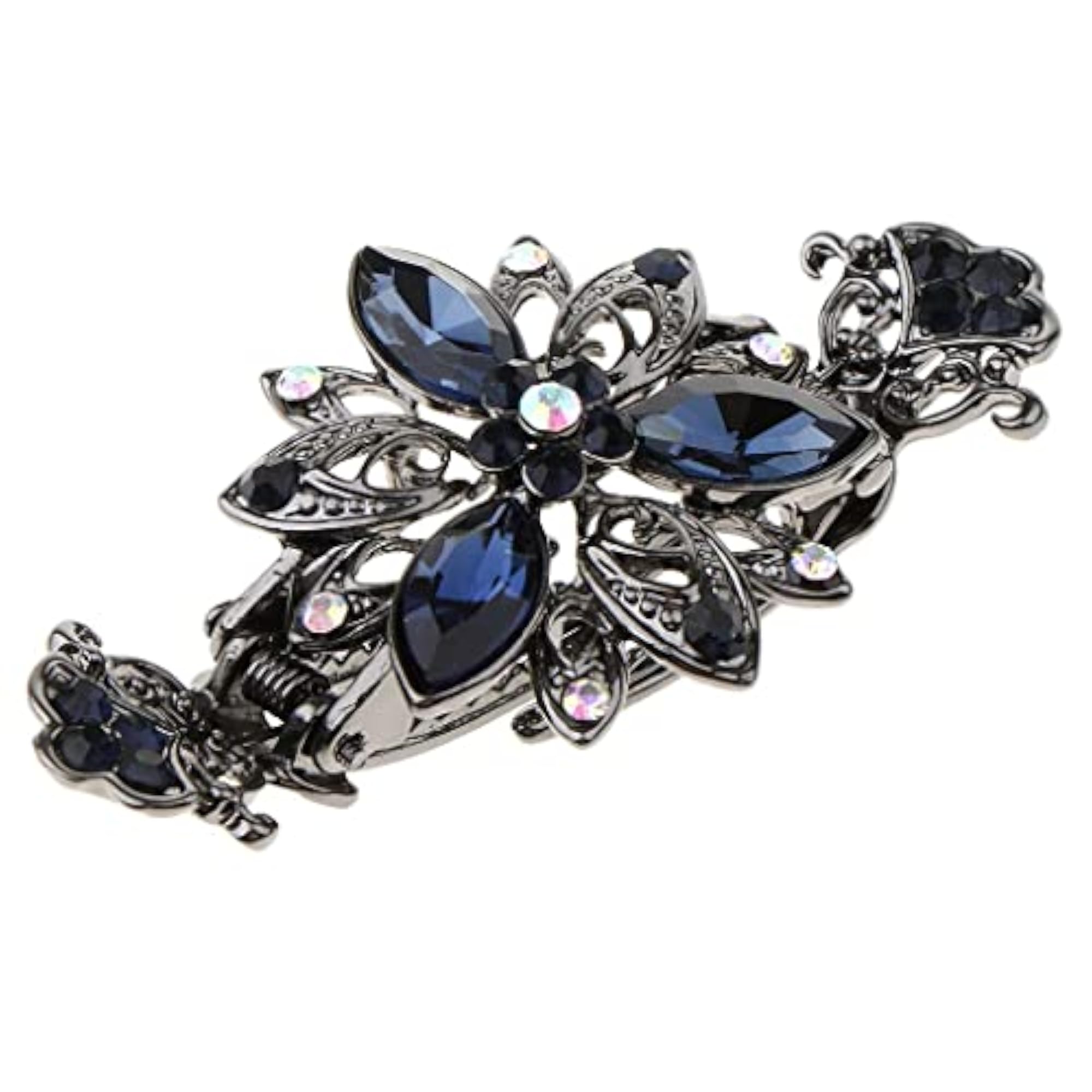 Vintage Crystal Flower Hair Claws, 2pcs Set for Women