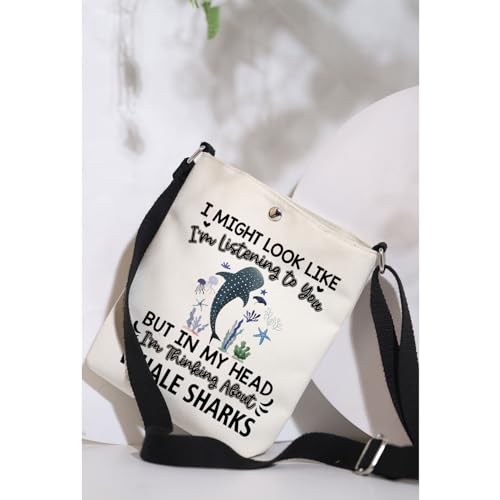 MAOFAED Funny Whale Shark Crossbody Bag for Whale Shark Lover, Ocean Animal Gift, I'm Thinking About Whale Sharks4