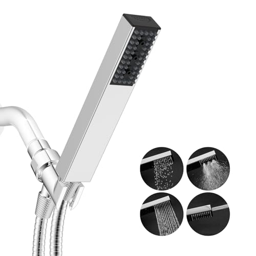 Hibbent cUPC Certified Handheld Shower Head, High Pressure 4 Spray Stainless Steel Showerhead, Built-in Power Wash to Clean Tub & Pets, Adjustable Brass Showerhead Holder, 71" Hose, Chrome