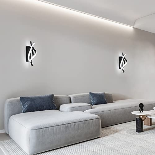 Goeco Led Wall Sconce,19W Modern Wall Sconce Lighting,Spiral Design Indoor Wall Light For Bedroom Living Room Office Restaurant Hallway 6500K Cool White Light Wall Mounted Lamp(Black) #TOP6