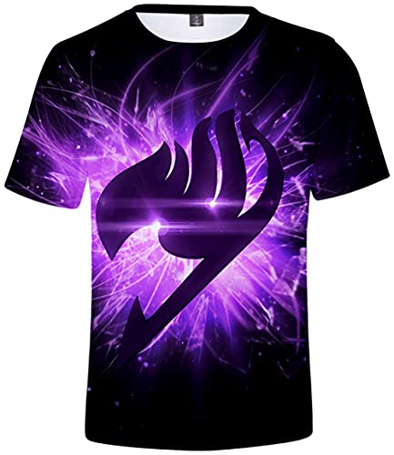 YIMIAO Unisexe Fairy Tail T-Shirt Impression Rôle 3D imprimé à Manches Courtes Été Homme Femme Japonais Animé Natsu Tshirt(M)