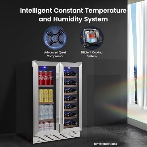 Image of Garvee Wine Cooler Refrigerator, Freestanding Compressor Wine Cellar, Compact Design, Single Glass Door, 32 Bottles, Digital LED Touch Control 41℉-64℉, for Red, White, Champagne or Sparkling Wine