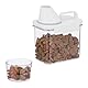 Relaxdays Futter Aufbewahrungsbox, Messbecher, luftdichter Deckel, 1,1 l, Trockenfutter, Müsli, Waschpulver, transparent