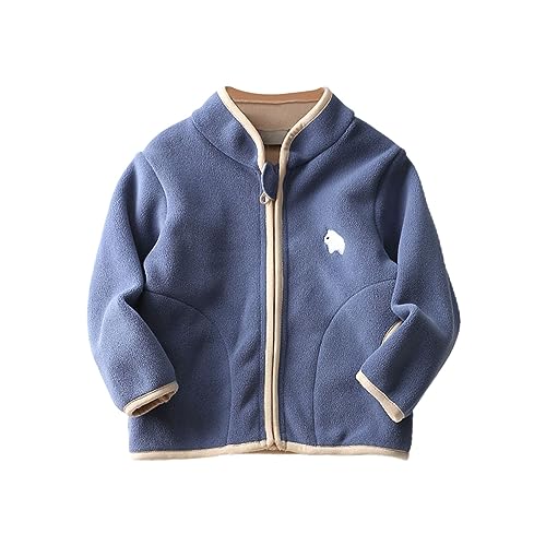 Toddler Warm Coat Autumn Winter Girl Boy Long Sleeve Simple Solid Color Children's Dress Stand Collar (Blue, 6-7 Years)