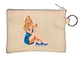 Polyester teint Blue Dress Porte-clés Pin Up Blonde Beige