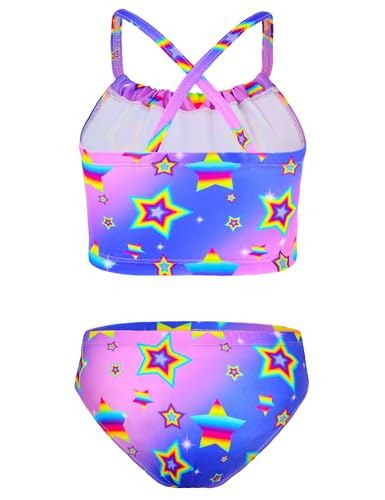 Image of TENVDA Girls Swimsuit 2-Piece Halter Tankini Set Beach Sport Bathing Suit UPF 50+ Swimwear