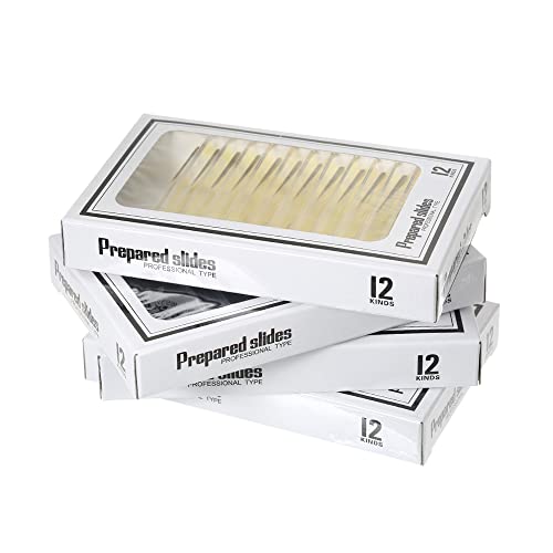 KKcare 48 pçs/conjunto de lâminas de microscópio preparadas em plástico animais insetos plantas amos