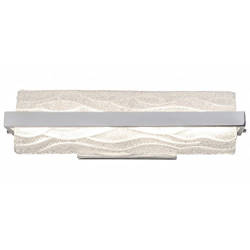 Varaluz Waveform 19" Led Bath Fixture - Polished Chrome Finish With Handmade Wave Ice Glass #TOP23