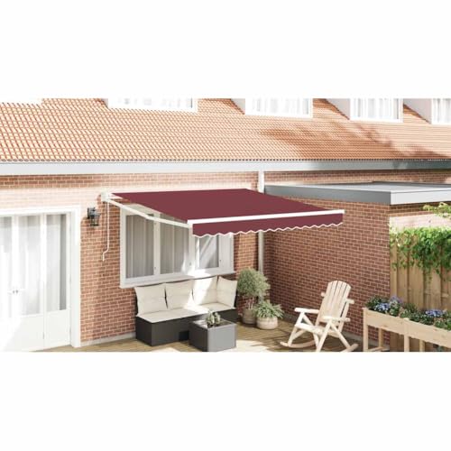 Brokky Toldo Motorizado 3 x 2.5 m Toldo Articulado Eléctrico con Mando a Distancia para Terraza, Jardín-Burdeos-3 x 2.5 m-Marco Blanca