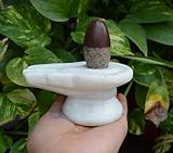 Rare Narmada Shiva Lingam Statue with White Marble Yoni from India, Fertility Symbol, Traditional In