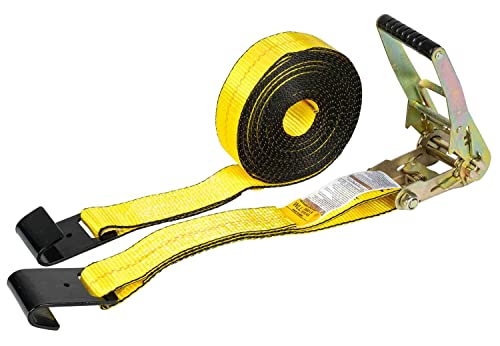 Mytee Products Ratchet Tie-Down Straps With Flat Hooks, 2" X 30' Ratchet Straps Yellow | 10,000 Lbs Breaking Strength | Tiedown Ratchet Straps For Flatbed, Truck, Trailers Pickup (10 Pack) #TOP7