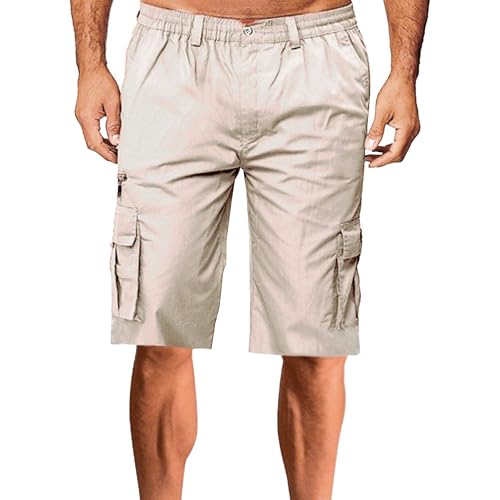 Short cargo pour homme à coupe droite décontracté avec multi-poches
