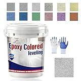 Epoxy Colored Sand Self Leveling Floor Paint, Epoxys Colored Sand Self Leveling, Epoxy Floor Paint, for Basement, Wood Floors, Garage and Outdoor (White Hemp Gray,0.5kg/1.1lb)