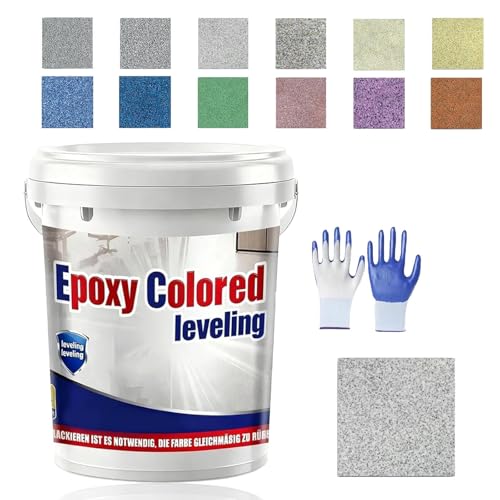 Epoxy Colored Sand Self Leveling Floor Paint, Epoxys Colored Sand Self Leveling, Epoxy Floor Paint, for Basement, Wood Floors, Garage and Outdoor (White Hemp Gray,0.5kg/1.1lb)