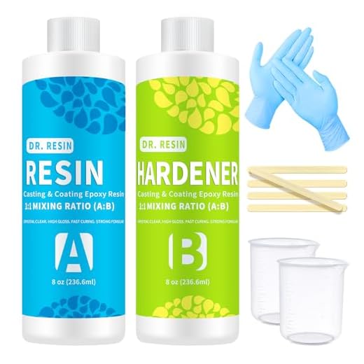 Clear Epoxy Resin Art Resin Kit 16 oz Crystal Jewelry Resin 2 Part Epoxy Resin Kit with Bonus Measuring Cups Sticks Spreader and Gloves