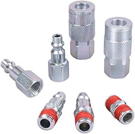 WYNNsky Air Tool Coupler and Plug Kit, 1/4 Inch NPT Fittings Industrial Type, 7 Piece w/Storage Case