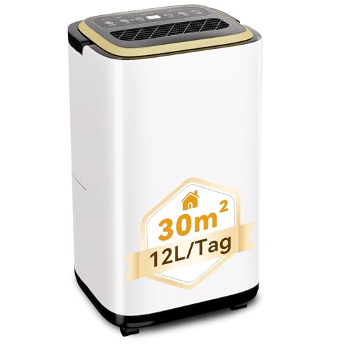 Devoko Luftentfeuchter elektrisch, 12l/Tag Raumentfeuchter elektrisch mit Feuchtigkeitssensor, LED-Anzeige, Entfeuchter Keller mit 2,2l Wassertank, 1,5m Abflussrohr, Filter für Wohnung, Badezimmer