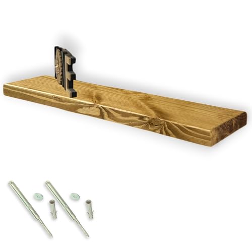 MKGT Rustic Floating Shelf - Solid Wooden Shelving Wall (Dark Oak, 100cm)