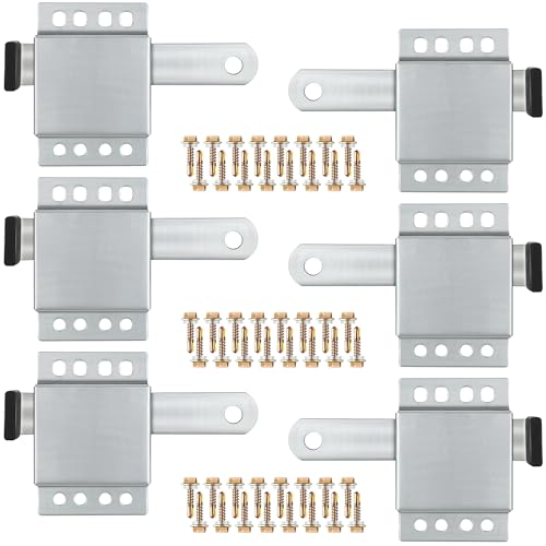 6 Pack Garage Door Side Lock with Self Tapping Screws, Heavy Duty Inside Deadlock Dual Side Lock Part, Galvanized Steel, for Door Security Slide Latch Assembly Replacement, Black PVC Handle Cover